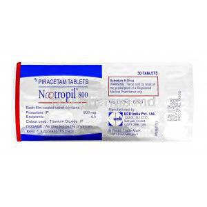 Nootropil, Piracetam 800mg  blister pack information