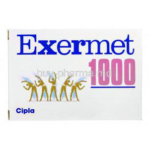 Exermet, Generic Glucophage, Metformin 1000mg Prolonged-release  box