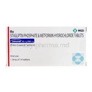 Janumet, Sitagliptin 50mg Metformin 500mg  box