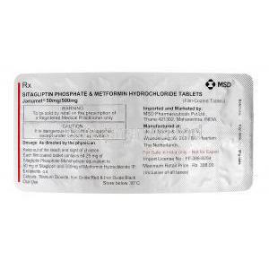 Janumet, Sitagliptin 50mg Metformin 500mg  blister pack