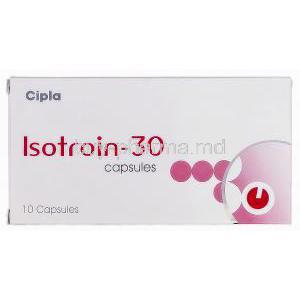 Isotroin, Generic  Accutane, Isotretinoin 30mg box