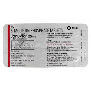 Januvia, Sitagliptin  25 mg blister pack information