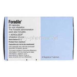 Foradile, Eformoterol Fumarate dihydrate  0.012mcg (Australia) box information