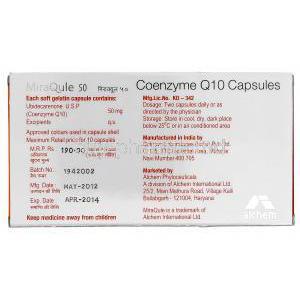 Miraqule, Coenzyme Q10 50mg information