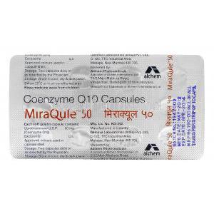 Miraqule, Coenzyme Q10 50mg blister package information