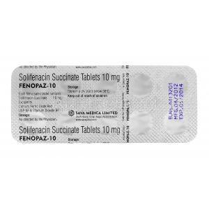 Fenopaz, Generic Vesicare,Solifenacin 10mg blister pack information