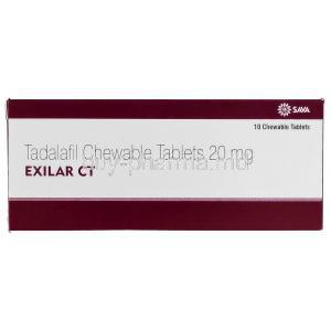 Exilar, Generic Cialis, Tadalafil 20mg Chewable Tablet box