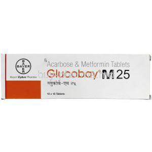 Glucobay M, Acarbose Metformin 25mg 500mg box
