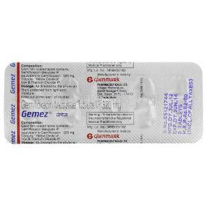 Gemez, Generic  Factive, Gemifloxacin Mesylate 320mg Tablet blister pack information