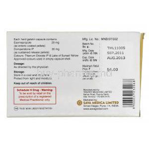 Esaktive D, Esomeprazole Domperidone SR  20mg 30mg Capsule Sava Medica manufacturer