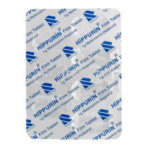 Hippurin, Generic Hiprex,  Methenamine  1gm Tablet blister pack (Turkey)
