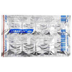 Gabantin, Generic Neurontin, Gabapentin 400mg Capsule packaging