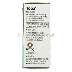 Toba,  Tobramycin 0.3% 5 Ml Eye Drop (Sun) Manufacturer
