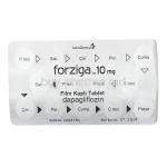Forziga (Turkey), Dapagliflozon, 10mg 28 tabs, AstraZeneca, blister pack back presentation