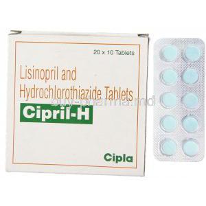 Cipril-H, Generic  Prinivil-h,  Lisinopril   Hydrochlorothiazide 5 /  12.5 mg  Tablet (Cipla)