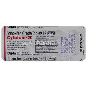 Cytotam, Generic Nolvadex,  Tamoxifen 20 Mg Tablet (Cipla)