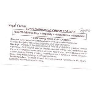 Vegah, Sildenafil/ Lignocaine 2% 15 gm Cream Patient Information sheet