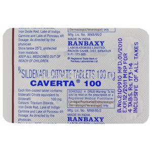 Caverta,  Sildenafil Citrate blister pack behind