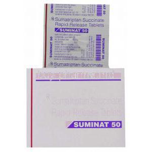 Suminat, Generic  Imitrex,  Sumatriptan 50 Mg 100 Mg Tablet (Sun Pharma)