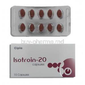 Isotroin, Generic  Accutane,  Isotretinoin 20mg Capsule (Cipla)