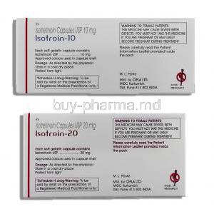 Isotroin, Generic  Accutane,  Isotretinoin 10mg / 20mg Capsule (Cipla) Box Warning