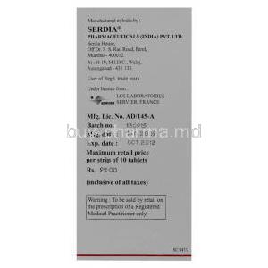 Stablon ,  Tianeptine 12.5 Mg Tablet (Serdia) Box Information