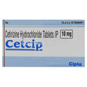 Cetcip, Generic  Zyrtec, Cetirizine 10mg Box