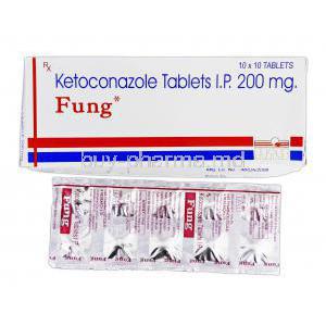 Fung, Generic Nizoral, Ketoconazole, 200 mg, Box and Strip
