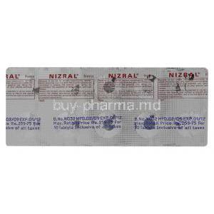 Nizral, Generic Nizoral,  Ketoconazole 200 Mg Tablet (Janssen-Cilag) Blister Back