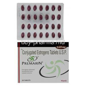 Premarin, Conjugated  Estrogens Tablet and box