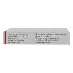 Generic Dostinex,  Cabergoline Tablet Box Warning