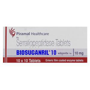 Biosuganril, Serratiopeptidase Tablet 10 mg (Piramal Healthcare) Box