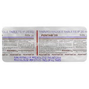 Pentab 20, Generic Protonix, Pantoprazole 20 mg blister pack information