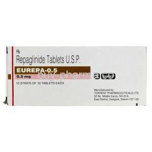 Eurepa 0.5, Generic Prandin, Repaglinide 0.5mg box