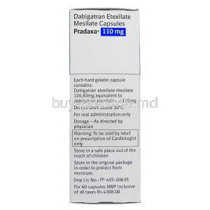 Pradaxa, Dabigatran Etexilate Mesilate 110mg storage condition