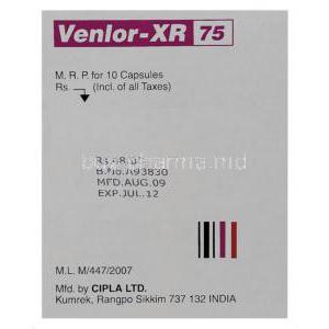 Generic Effexor XR, Venlafaxine 75 mg capsule