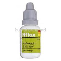 Nflox, Norfloxacin Eye/ Ear  0.3 % 10 ml Drops bottle