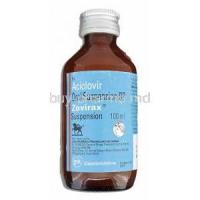 Zovirax Suspension 100ml, Generic Aciclovir Oral Suspension BP bottle
