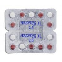 Prazopress XL 2.5, Generic Prazosin, Prazosin Hydrochloride 2.5mg tablet, strip