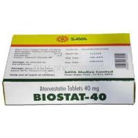 Generic Lipitor, Biostat, Atorvastatin 40 mg, box description