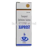 Xaprost, Generic Travatan, Tavoprost Ophthalmic Solution, 0.004% x 2.5 ml, Eye drop box