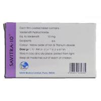 Savitra-10, Generic Levitra, Vardenafil, 10 mg, box description