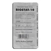 BioStat-10, Generic Lipitor, Atorvastatin, 10 mg, Strip description