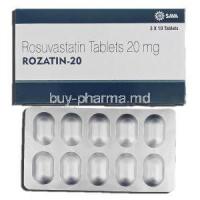 Rozatin-20, Generic  Crestor, Rosuvastatin, 20mg, Tablet