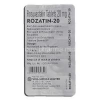 Rozatin-20, Generic  Crestor, Rosuvastatin, 20mg, Strip description
