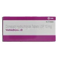 Vanadon-10, Generic Aricept, Donepezil Hydrochlorine, 10 mg, Box