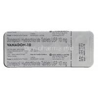 Vanadon-10, Generic Aricept, Donepezil Hydrochlorine, 10 mg, Strip description