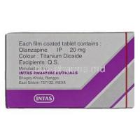 Oliza-20, Generic Zyprexa, Olanzapine, 20 mg, Box description