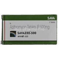 Savazee-500, Generic Zithromax, Azithromycin, 500 mg, Box