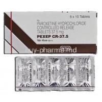 Pexep CR-37.5, Generic Paxil CR, Paroxetine Hydrochlorine Control Release, 37.5 mg, Tablet